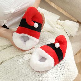2022 new fashion Creative Christmas Hat Slippers Winter Couples Home Casual Warm Keeping Thickened Flat Cotton Shoes top quality