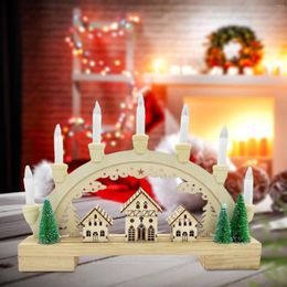 Christmas Decorations Holiday Ornament Village Family House Semi Circular Wooden Atmosphere Light For Home Decorative Ornaments