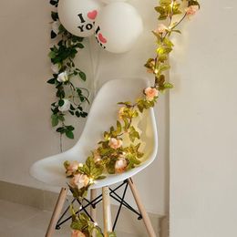 Strings Artificial Rose Flower Vine Garland String Lights Led Lamp For Wedding Birthday Party Baby Shower Decor