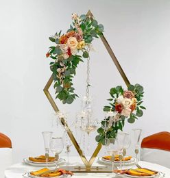 Party Decoration Electroplating Gold Diamond Candlestick Frame Wedding Candle Holders centerpiece