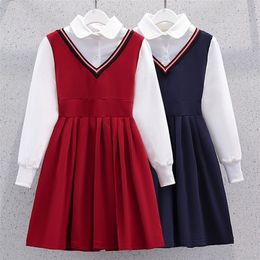 Girls Dresses School Uniform Teenagers for Clothes Kids Dress Baby Children Clothing Vestidos Spring Costume 6 8 10 12 Y Years 221107