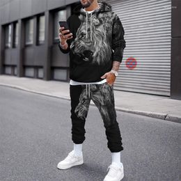 Men's Tracksuits Autumn Men Hoodie Set 3D Print Long-sleeve 2 Piece Sportswear Winter Casual Outfits Hooded Sweatshirts