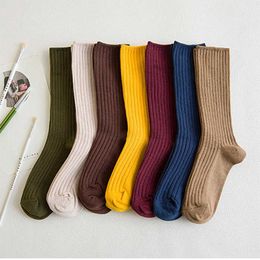 Socks Hosiery Cotton Women Socks 10 Solid Colors Black Khaki Beige Pink Casual Harajuku Female Crew Sock Spring Summer Autumn Style T221102