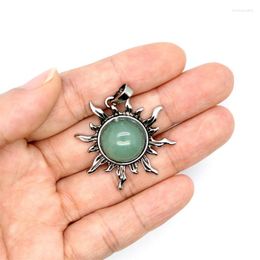 Pendant Necklaces 6pcs/lot High Quality Natural Stone Retro Sun Necklace Healing Energy Crystal Quartz Flower Jewelry Bulk Item Wholesales