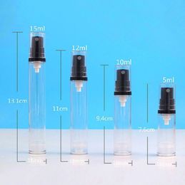 200pcs 5ml 10ml 15ml Sample Spray Bottle Portable Transparet Perfume Bottles Atomizer with Black Pump Travel Bottle