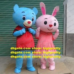 Teddy Bear & Rabbit Mascot Costume Adult Cartoon Character Outfit Suit Commemorate Souvenir Grand Bodog Casino zz7629