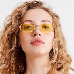 Sunglasses Vintage Square Metal Frame Men Small Rectangle Sun Glasses Women Female Retro Fashion Eyeglass Eyewear UV400