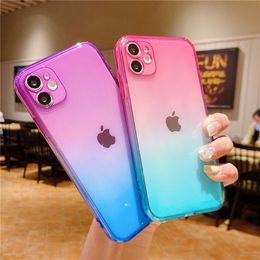 Gradient TPU Phone Cases for iphone 14 Pro Max Plus 13 12 11 All Inclusive Transparent Back Cover Colorful
