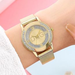 Wristwatches Fashion Gold Women Watches Casual Quartz Bracelet Watch For Metal Mesh Stainless Steel Dress Relogio Feminino