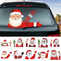 Car Stickers Santa Claus Snowman Elk Christmas Festive Decoration Car Stickers Funny Cartoon Waving Arm Rear Windshield Window Wiper Decals T221108