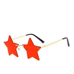 Rimless Star Shape Sunglasses Party Vacation Eyewear Yellow Pink Lens Fashion Men and Women Sun Glasses