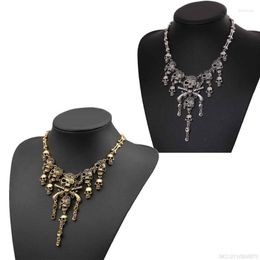 Choker Punk Gothic Skull Tassel Bone Chain Necklace Halloween Bib Collar Jewellery Statement Dropship