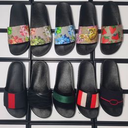 2022 Designer Men Women slippers with Correct Flower Box Dust Bag Shoes Snake Print Slide Summer Wide Flat Sandals Slipper Woman Shoes