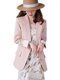 Women's Suits High-quality Elegant Pink Blazer Casual Loose Jacket Office Lady Style Coat Fashion Business Formal Wear Tops
