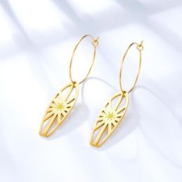 Hoop Earrings 2022 Fashion Design For Women Gold Circle Oval Shape Sun Pendant Friends Party Jewellery Gifts