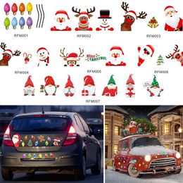 Car Stickers Christmas Decoration Car Sticker Magnetic Decal Refrigerator Magnets Light Bulb Santa Claus Snowman Reflective Sticker Car Decor T221114