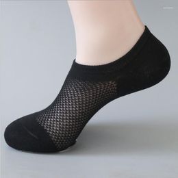 Men's Socks 5 Pairs Summer Casual Solid Mesh Men White Breathable Thin Male Cool No Show Ice Cotton Short Gifts For