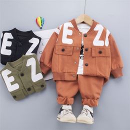 Kleidung Sets Jungen Kinder Mode Cartoon Baby Langarm T-shirt Mantel und Hosen Anzug 3 stücke Outfits Kinder Sport Anzug1-4 jahre 221107