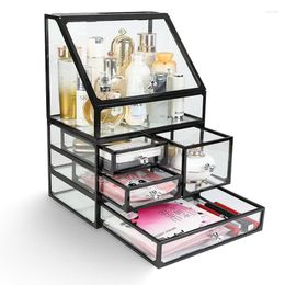 Storage Boxes High Transparent Makeup Box Waterproof Desktop Skin Care Products Rack Jewellery Lipstick Finisher Brush Holder