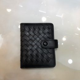 Excellent Quality Pocket Organiser card holder cowhide real Leather Small Business cards case money wallet black purse gidt box