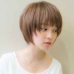 Hair Lace Wigs Korean Girls' Temperament Oblique Bangs Soft Girl Wig Short Straight Hair