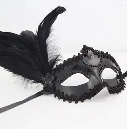 Party Supplies 10pcs/lot Halloween Black White Feather Mask Venetian Costume Ball Princess Half-face Masks