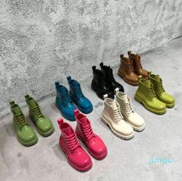 Martin Boots Rain Boots Short Boots New Thick Soled 'S Lace Up Jelly Heighten Lovers Waterproof High Top Men And Women Wear 02