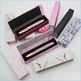Packing Boxes Marble Pattern Adhesive Eyeliner Box Diamond Magic Self Liquid Lash Ge Pen Package Case 10Color Drop Delivery Office S Dhwrl