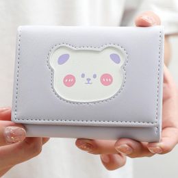 Wallets Brand Designer Cute Bear Small Three Fold For Women Soft PU Leather Mini Card Holder Purse Ladies Fashion Purses Female