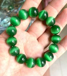 Strand 14mm Green Beads Selenite Bracelet Gemstone Stone Crystal Reiki Healing