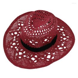 Berets Fashion Sun Visor Hat Western Cowgirl Foldable Cowboy Sunshade Straw For Men Women Outdoor Gardening R7RF