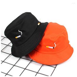 Berets NO CHILL Cigarette Embroidery Bucket Hat For Men Women Hip Hop Fisherman Adult Panama Bob Summer Lovers Flat