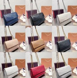 10 Colour Designer Shoulder Bag Women Chain Handbags Leather Buckle Latch Flip Envelope Bag Pure Colour Quilting Messenger Bags Women's Classic Handbag