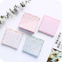 80Pages/set Kawaii Small Fresh Floral Stripe Memo Pads Diy Sticky Notes Diary Post Guestbook Stickers Stationery Office School