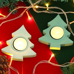 Candles Christmas Tree Silicone Mold Concrete Candle Holder Mould DIY Crafts Candlestick Decoration Tool 221108