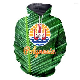 Men's Hoodies Fashion Autumn Winter Polynesia Tahiti Country Art Flag Men&#39;s 3d Printed Leaf Leaves Sports Hoodie Casual Street