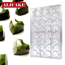 Baking Tools Diamond Heart Polycarbonate Chocolate Mold 32 Cavity Valentine's Day Cake Confectionery For Chocolates Pastry