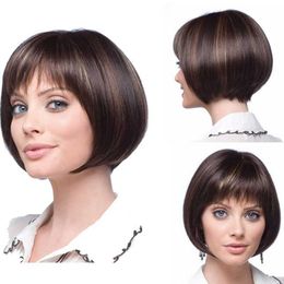 Hair Lace Wigs Women's Short Straight Hair Bobo Wave Chemical Fibre High Temperature Silk Wig Head Cover