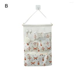 Storage Boxes Wall Hanging Bag Cartoon Pattern Cotton Decorative Multilayer For Bedroom