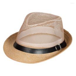 Wide Brim Hats Wholesale Women Summer Sunshade Flat Cowboy Hat Beach Man Jazz Breathable Net