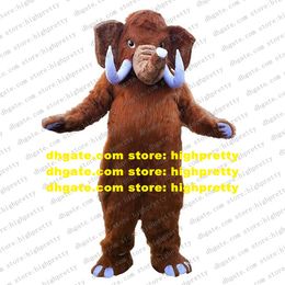 Brown Long Fur Mammoth Elephant Mascot Costume Adult Cartoon Character Outfit Manners Ceremony Give Out Leaflets zz7851