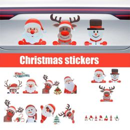 Car Stickers Christmas Car Sticker Magnetic Decal Refrigerator Magnets Santa Claus Snowman Reflective Sticker Car Decoration T221108