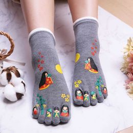 Socks Hosiery Socks Women's Cute Print Colorful Five Toes Non-slip Cotton Glue Harajuku Kawaii Split Toe Socks Female Funny Gift T221102