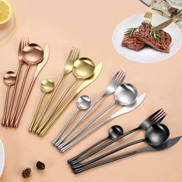 Dinnerware Sets 24Pcs Vintage Matte Rose Gold 18/10 Stainless Steel Cutlery Set Wedding Tableware Knife Coffee Spoon Fork Flatware