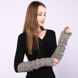 Knee Pads Women Warm Arm Sleeve Twist Knitted Long Thermal Warmers Stretch Knit Fingerless Mittens Solid Color Classic Guard