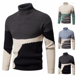 Men's Sweaters Men's Turtleneck Jumper High Quality Print Clash Super Soft Knitted Jacket Handsome Youth Pullover Sweater