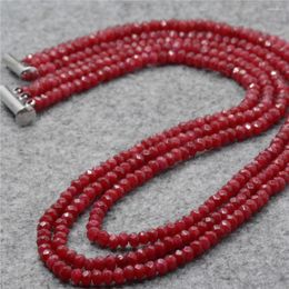 Pendants Fashion Style 3row Natural Stone 2X4mm Abacus Beads Red Rubys Wedding Necklace Lady Jewellery Gift 17-19inch Y668