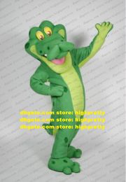 Green Alligator Aligator Crocodile Mascot Costume Adult Cartoon Character Sports Carnival Promotional Compaign zz7821