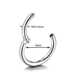 Navel Bell Button Rings 10PC ASTM F136 Nose Hoop Septum Piercing Clicker 12141618G20G Nostril Hinged Segment Septo Helix Earrings 206u