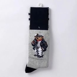 sock Men's Socks autumn and 2022 winter bear printing vintage style denim sports stockings